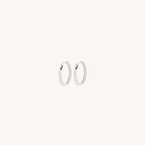 Iris Hoop Earrings in White Diamonds