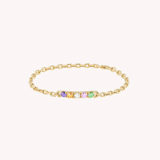 Multicolored Iris Chain Ring